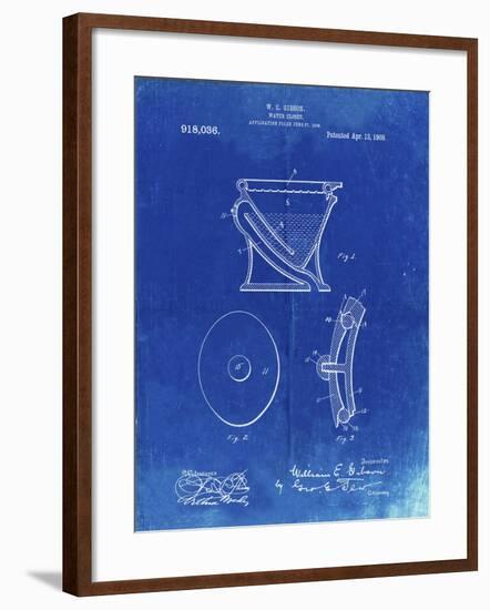 PP129- Faded Blueprint Siphoning Water Closet 1909 Patent Poster-Cole Borders-Framed Giclee Print