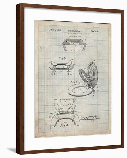 PP130- Antique Grid Parchment Toilet Seat Poster-Cole Borders-Framed Giclee Print
