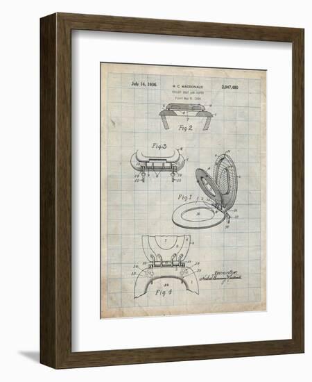 PP130- Antique Grid Parchment Toilet Seat Poster-Cole Borders-Framed Giclee Print