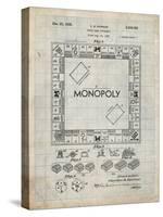 PP131- Antique Grid Parchment Monopoly Patent Poster-Cole Borders-Stretched Canvas