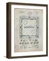 PP131- Antique Grid Parchment Monopoly Patent Poster-Cole Borders-Framed Giclee Print