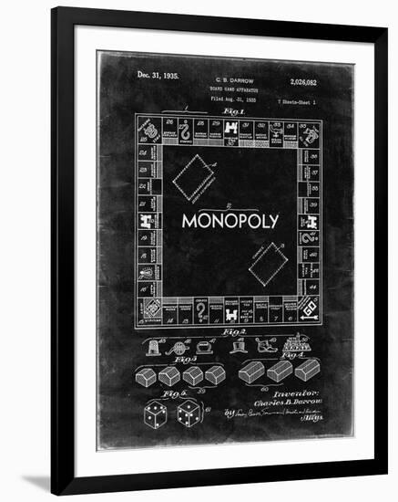 PP131- Black Grunge Monopoly Patent Poster-Cole Borders-Framed Giclee Print