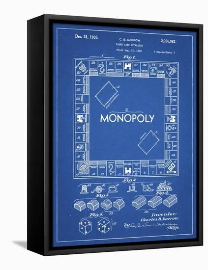 PP131- Blueprint Monopoly Patent Poster-Cole Borders-Framed Stretched Canvas
