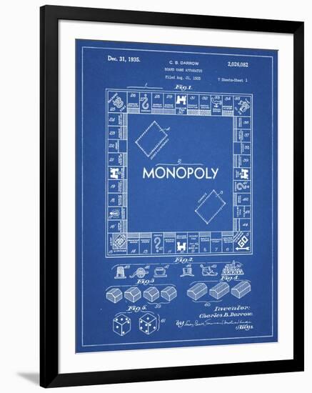 PP131- Blueprint Monopoly Patent Poster-Cole Borders-Framed Giclee Print