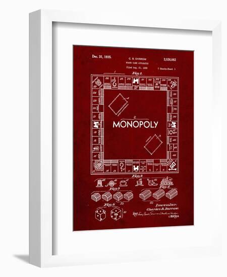 PP131- Burgundy Monopoly Patent Poster-Cole Borders-Framed Giclee Print