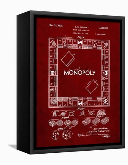 PP131- Burgundy Monopoly Patent Poster-Cole Borders-Framed Stretched Canvas