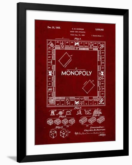 PP131- Burgundy Monopoly Patent Poster-Cole Borders-Framed Giclee Print