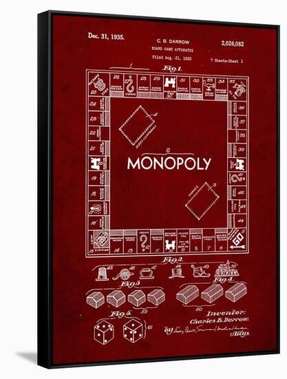 PP131- Burgundy Monopoly Patent Poster-Cole Borders-Framed Stretched Canvas