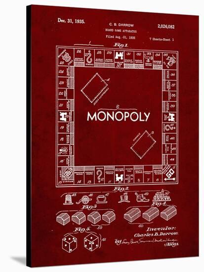 PP131- Burgundy Monopoly Patent Poster-Cole Borders-Stretched Canvas