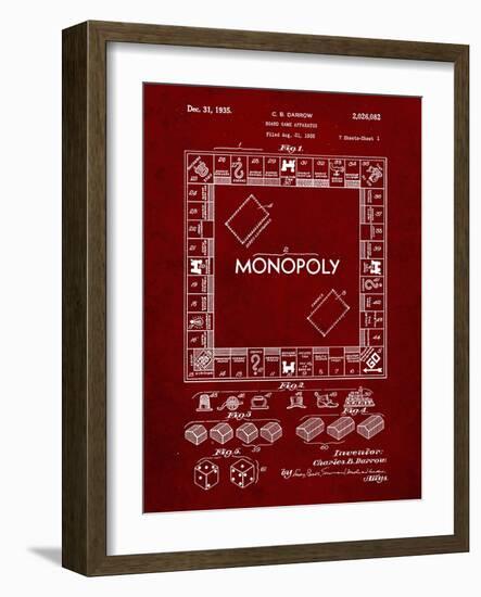 PP131- Burgundy Monopoly Patent Poster-Cole Borders-Framed Giclee Print