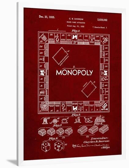 PP131- Burgundy Monopoly Patent Poster-Cole Borders-Framed Giclee Print