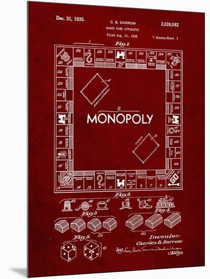 PP131- Burgundy Monopoly Patent Poster-Cole Borders-Mounted Giclee Print