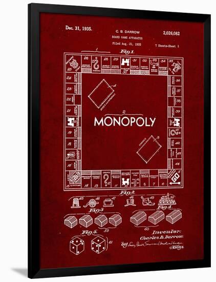 PP131- Burgundy Monopoly Patent Poster-Cole Borders-Framed Giclee Print