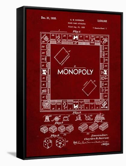 PP131- Burgundy Monopoly Patent Poster-Cole Borders-Framed Stretched Canvas