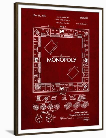 PP131- Burgundy Monopoly Patent Poster-Cole Borders-Framed Premium Giclee Print