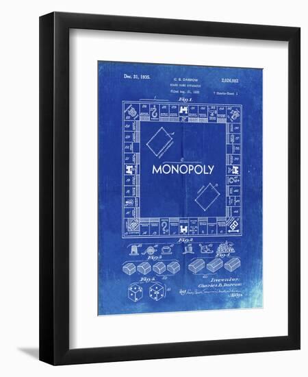 PP131- Faded Blueprint Monopoly Patent Poster-Cole Borders-Framed Premium Giclee Print