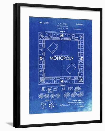 PP131- Faded Blueprint Monopoly Patent Poster-Cole Borders-Framed Giclee Print