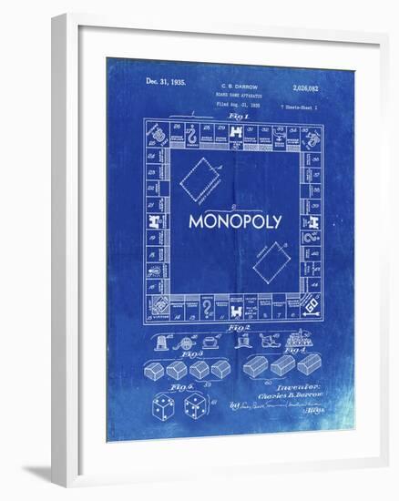 PP131- Faded Blueprint Monopoly Patent Poster-Cole Borders-Framed Giclee Print