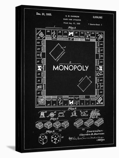 PP131- Vintage Black Monopoly Patent Poster-Cole Borders-Stretched Canvas