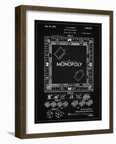 PP131- Vintage Black Monopoly Patent Poster-Cole Borders-Framed Giclee Print