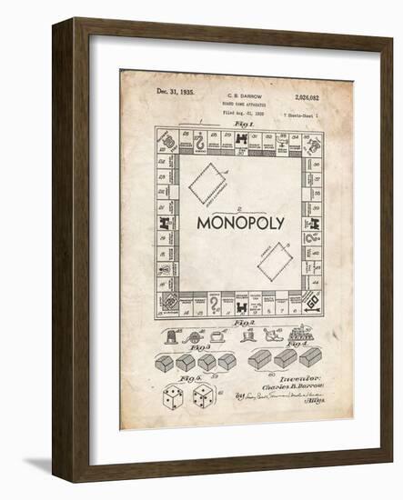 PP131- Vintage Parchment Monopoly Patent Poster-Cole Borders-Framed Giclee Print