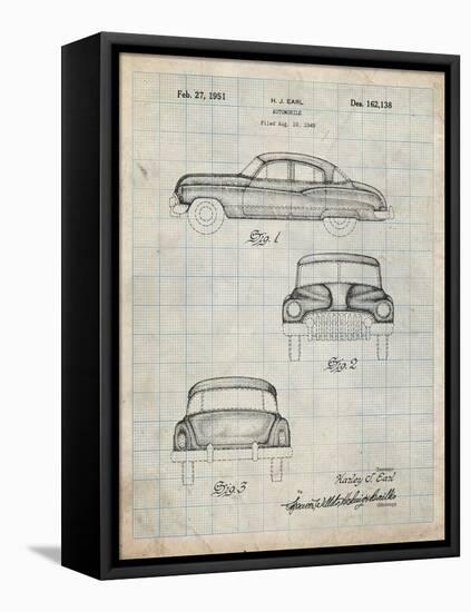 PP134- Antique Grid Parchment Buick Super 1949 Car Patent Poster-Cole Borders-Framed Stretched Canvas