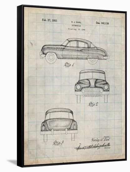 PP134- Antique Grid Parchment Buick Super 1949 Car Patent Poster-Cole Borders-Framed Stretched Canvas