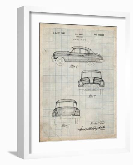 PP134- Antique Grid Parchment Buick Super 1949 Car Patent Poster-Cole Borders-Framed Giclee Print