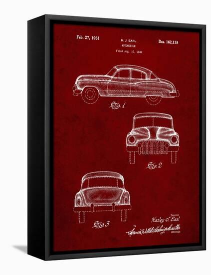 PP134- Burgundy Buick Super 1949 Car Patent Poster-Cole Borders-Framed Stretched Canvas