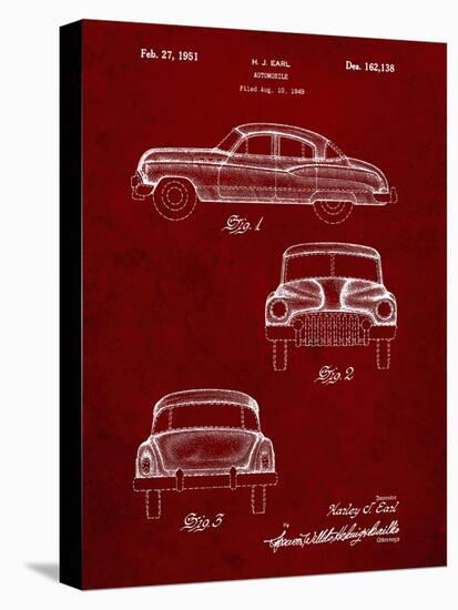 PP134- Burgundy Buick Super 1949 Car Patent Poster-Cole Borders-Stretched Canvas