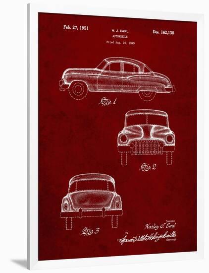 PP134- Burgundy Buick Super 1949 Car Patent Poster-Cole Borders-Framed Giclee Print