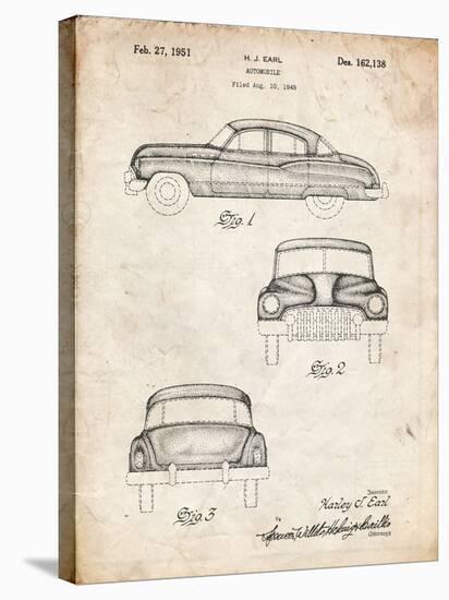 PP134- Vintage Parchment Buick Super 1949 Car Patent Poster-Cole Borders-Stretched Canvas