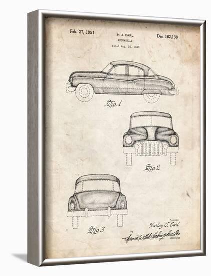 PP134- Vintage Parchment Buick Super 1949 Car Patent Poster-Cole Borders-Framed Giclee Print