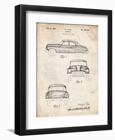 PP134- Vintage Parchment Buick Super 1949 Car Patent Poster-Cole Borders-Framed Giclee Print