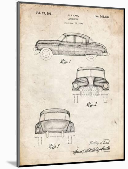 PP134- Vintage Parchment Buick Super 1949 Car Patent Poster-Cole Borders-Mounted Giclee Print