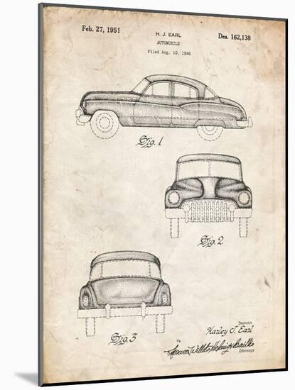 PP134- Vintage Parchment Buick Super 1949 Car Patent Poster-Cole Borders-Mounted Giclee Print