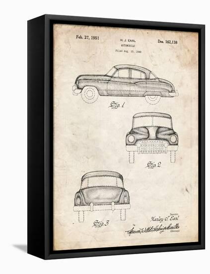 PP134- Vintage Parchment Buick Super 1949 Car Patent Poster-Cole Borders-Framed Stretched Canvas