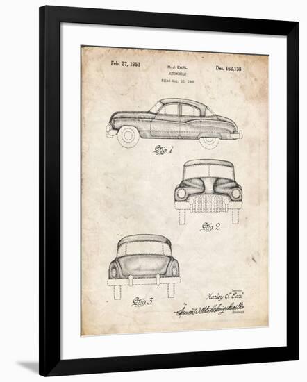 PP134- Vintage Parchment Buick Super 1949 Car Patent Poster-Cole Borders-Framed Giclee Print