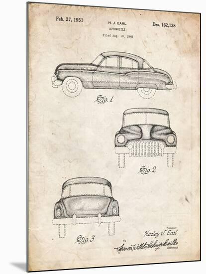 PP134- Vintage Parchment Buick Super 1949 Car Patent Poster-Cole Borders-Mounted Giclee Print