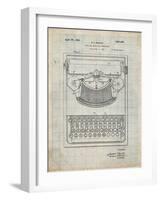 PP135- Antique Grid Parchment Dayton Portable Typewriter Patent Poster-Cole Borders-Framed Giclee Print