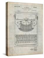 PP135- Antique Grid Parchment Dayton Portable Typewriter Patent Poster-Cole Borders-Stretched Canvas