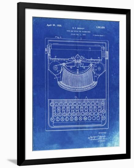 PP135- Faded Blueprint Dayton Portable Typewriter Patent Poster-Cole Borders-Framed Giclee Print