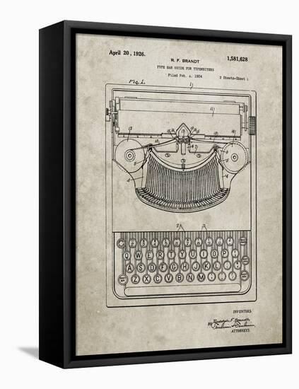 PP135- Sandstone Dayton Portable Typewriter Patent Poster-Cole Borders-Framed Stretched Canvas