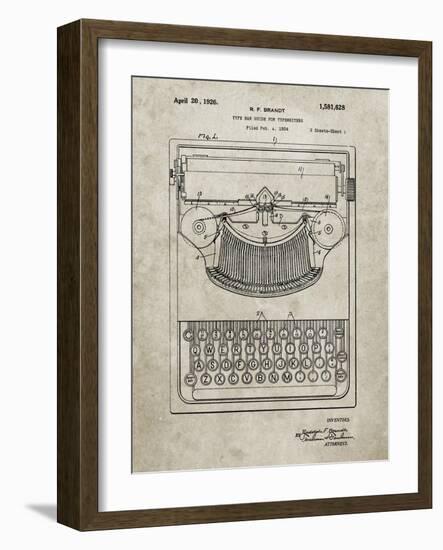 PP135- Sandstone Dayton Portable Typewriter Patent Poster-Cole Borders-Framed Giclee Print