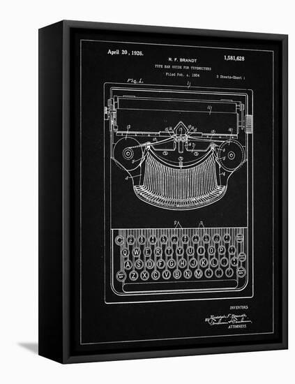 PP135- Vintage Black Dayton Portable Typewriter Patent Poster-Cole Borders-Framed Stretched Canvas