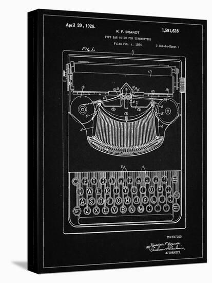 PP135- Vintage Black Dayton Portable Typewriter Patent Poster-Cole Borders-Stretched Canvas