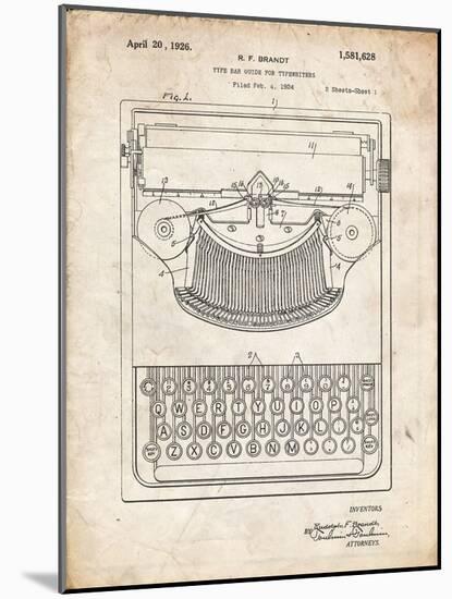PP135- Vintage Parchment Dayton Portable Typewriter Patent Poster-Cole Borders-Mounted Giclee Print