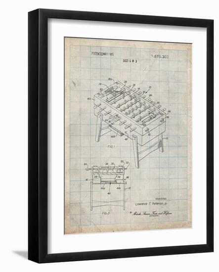 PP136- Antique Grid Parchment Foosball Game Patent Poster-Cole Borders-Framed Giclee Print