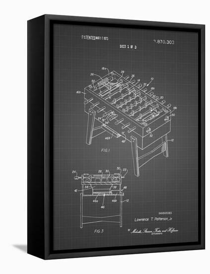 PP136- Black Grid Foosball Game Patent Poster-Cole Borders-Framed Stretched Canvas