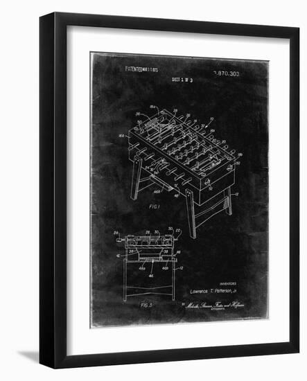 PP136- Black Grunge Foosball Game Patent Poster-Cole Borders-Framed Giclee Print